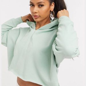 ** FINAL SALE ** ASOS Drop V-Neck Cropped Hoodie